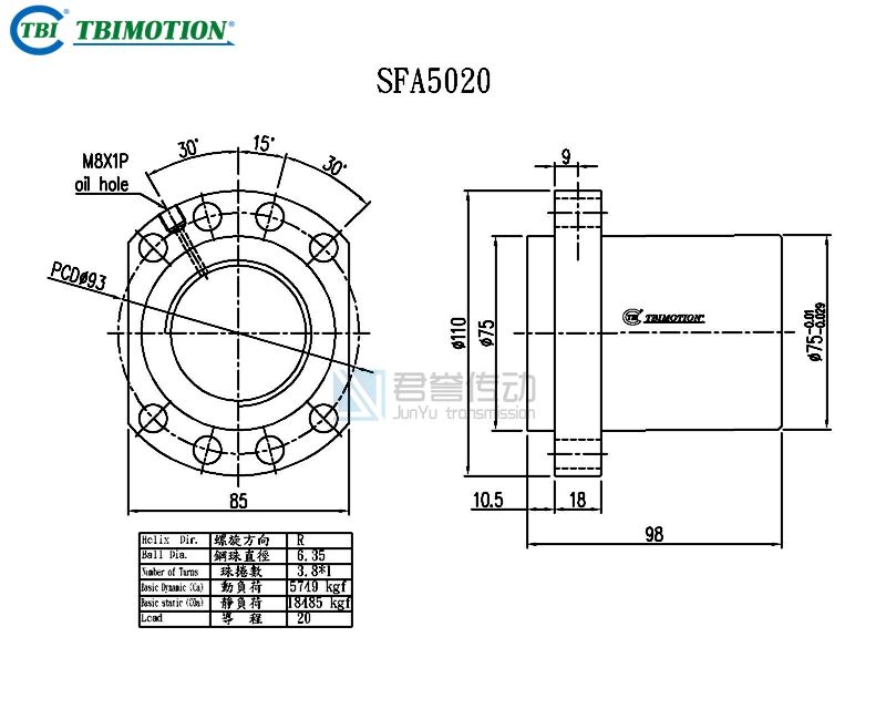 台湾tbi滚珠丝杆SFAR05020C1D