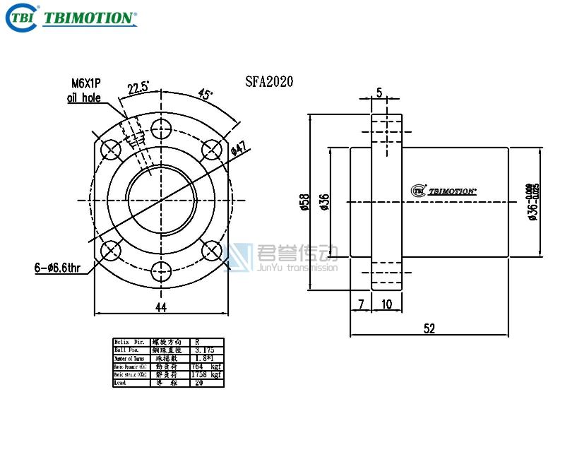 TBI滚珠丝杆SFAR2020A1D