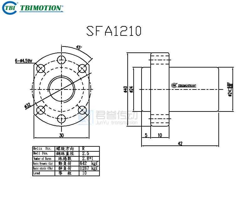 tbi滚珠丝杆SFAR01210B1D