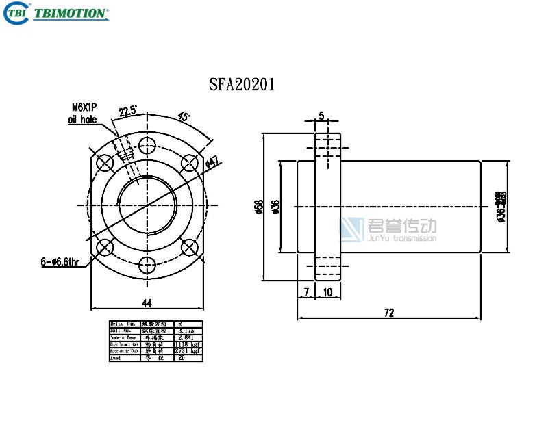 tbi滚珠丝杆SFAR02020B1D