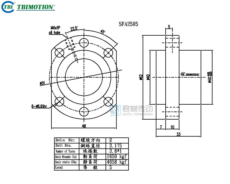 台湾tbi滚珠丝杆SFAR02505C1D