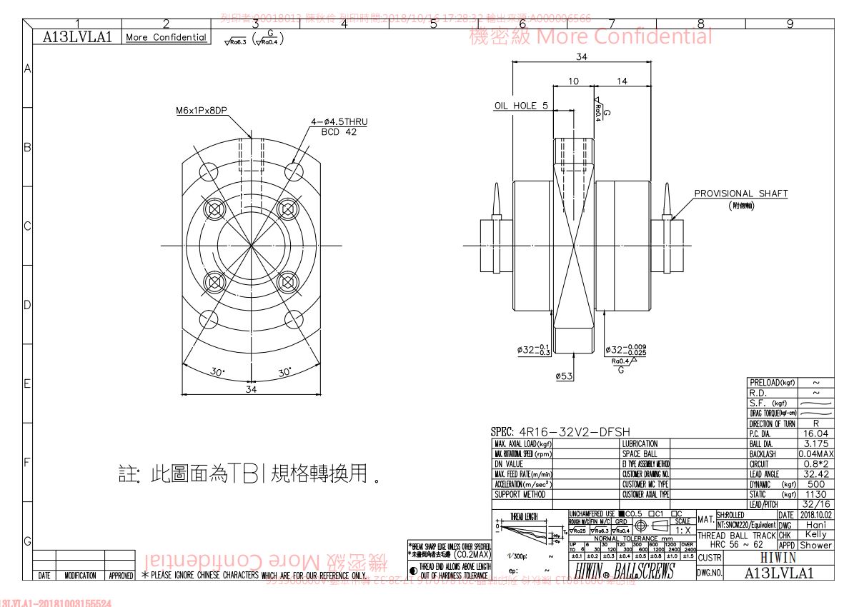 上银滚珠丝杆4R16-32V2-DFSH-0.05